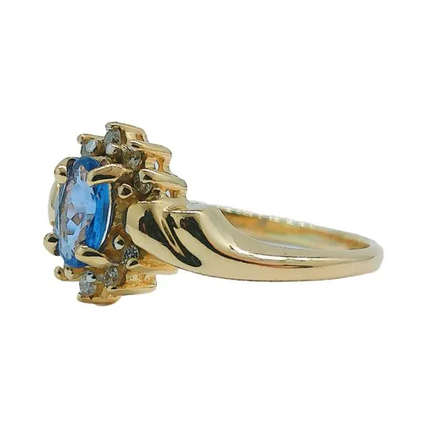 14K Yellow Gold Tanzanite & Diamond Bypass Halo Ring Image 2 Joint Venture Jewelry Cary, NC