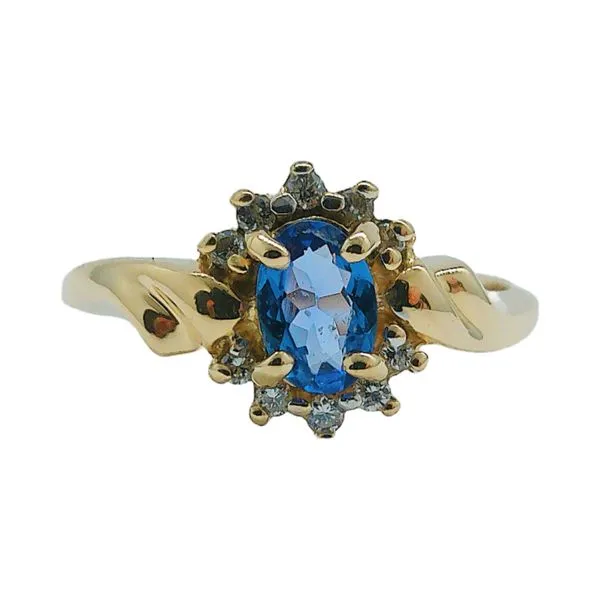 14K Yellow Gold Tanzanite & Diamond Bypass Halo Ring Joint Venture Jewelry Cary, NC