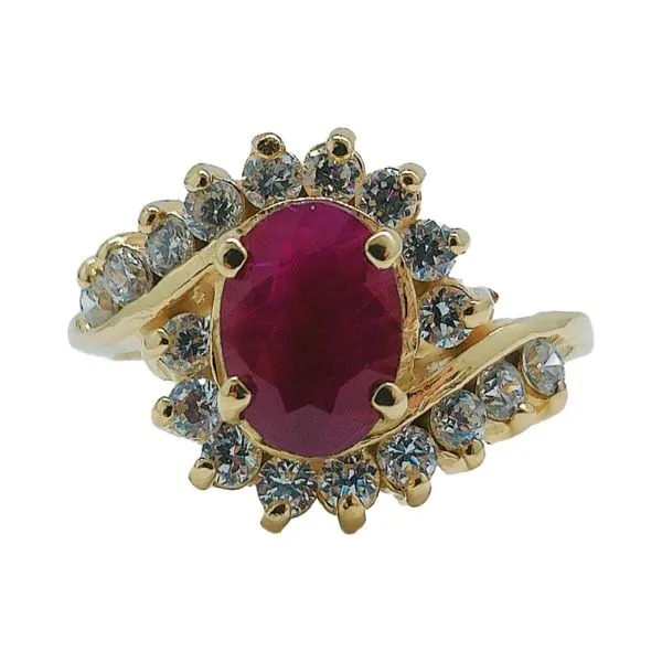 14K Yellow Gold 1.10ct Ruby & Diamond Bypass Ring Joint Venture Jewelry Cary, NC