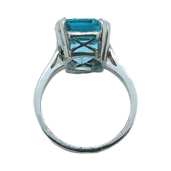 14K White Gold 7.00 Carat Fancy Octagonal Step Cut Aquamarine Ring Image 3 Joint Venture Jewelry Cary, NC