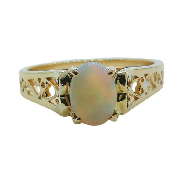 14K Yellow Gold .50 Carat Oval Opal Estate Ring Joint Venture Jewelry Cary, NC