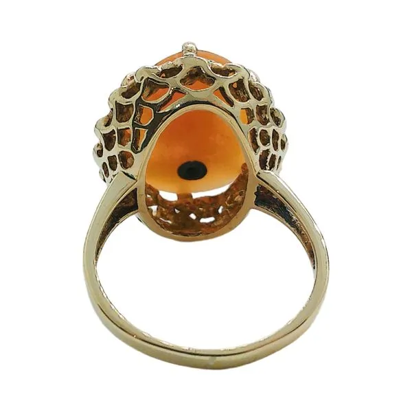 10K Yellow Gold Cameo Ring with Diamond Accent Image 3 Joint Venture Jewelry Cary, NC