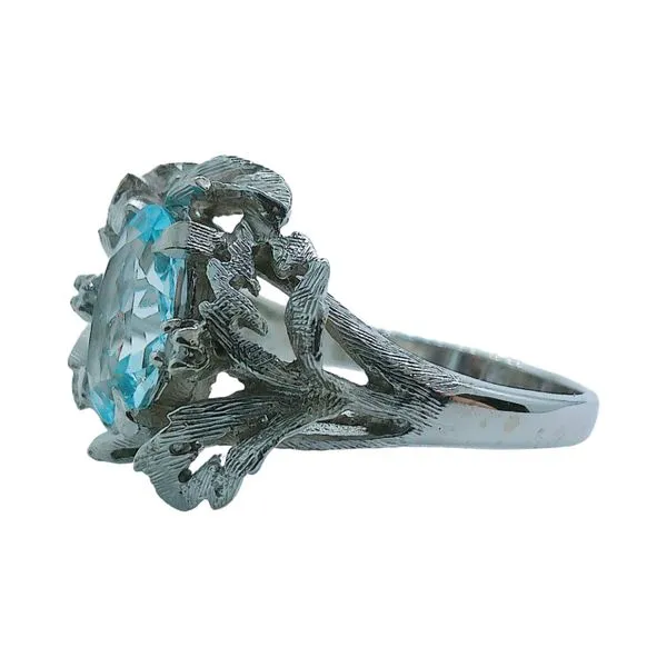 14K White Gold 1.50ct Oval Aquamarine & Diamond Estate Ring Image 2 Joint Venture Jewelry Cary, NC