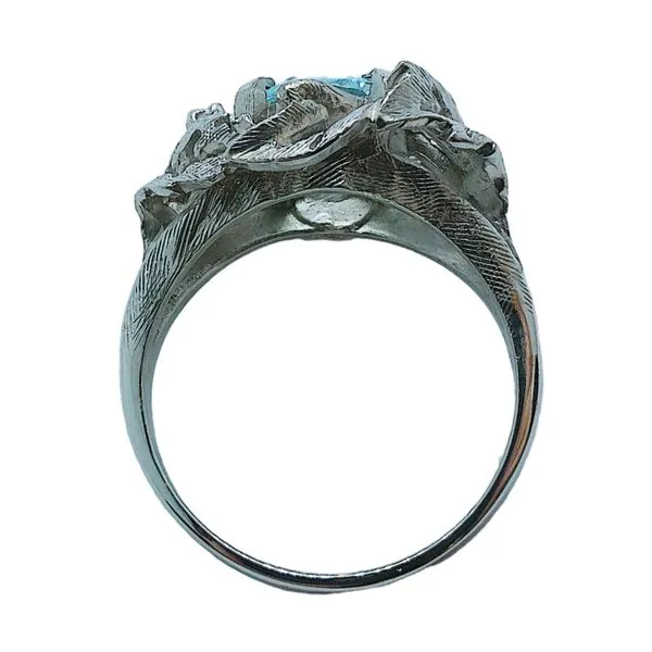 14K White Gold 1.50ct Oval Aquamarine & Diamond Estate Ring Image 3 Joint Venture Jewelry Cary, NC