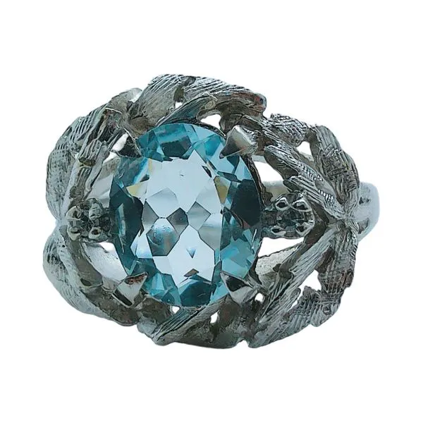 14K White Gold 1.50ct Oval Aquamarine & Diamond Estate Ring Joint Venture Jewelry Cary, NC