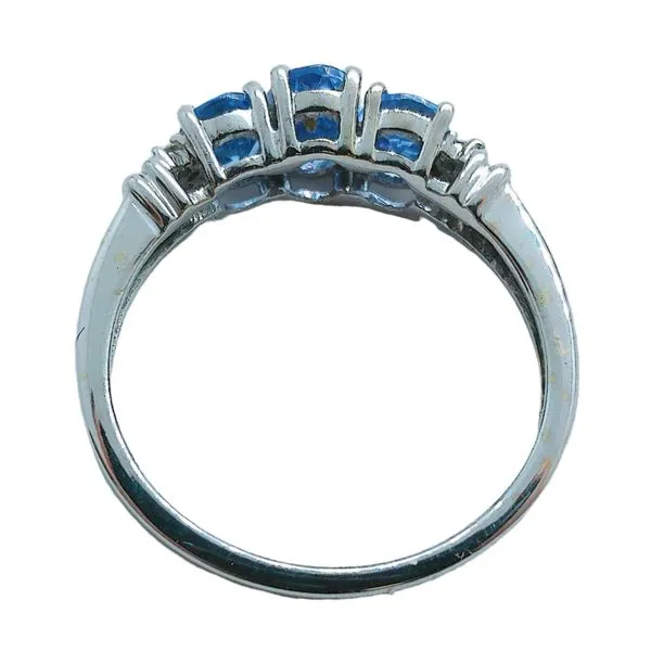 14K White Gold Three-Stone Oval Tanzanite & Diamond Estate Ring Image 3 Joint Venture Jewelry Cary, NC