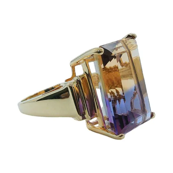 10K Yellow Gold 15.45 Carat Emerald-Cut Watermelon Tourmaline Estate Ring Image 2 Joint Venture Jewelry Cary, NC