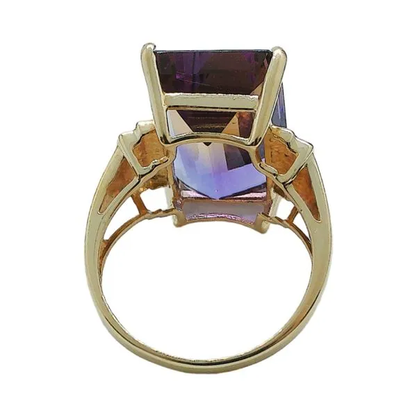 10K Yellow Gold 15.45 Carat Emerald-Cut Watermelon Tourmaline Estate Ring Image 3 Joint Venture Jewelry Cary, NC