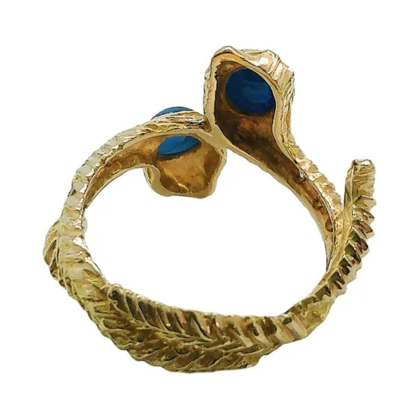 18K Yellow Gold Lapis & Diamond Snake Estate Ring Image 3 Joint Venture Jewelry Cary, NC