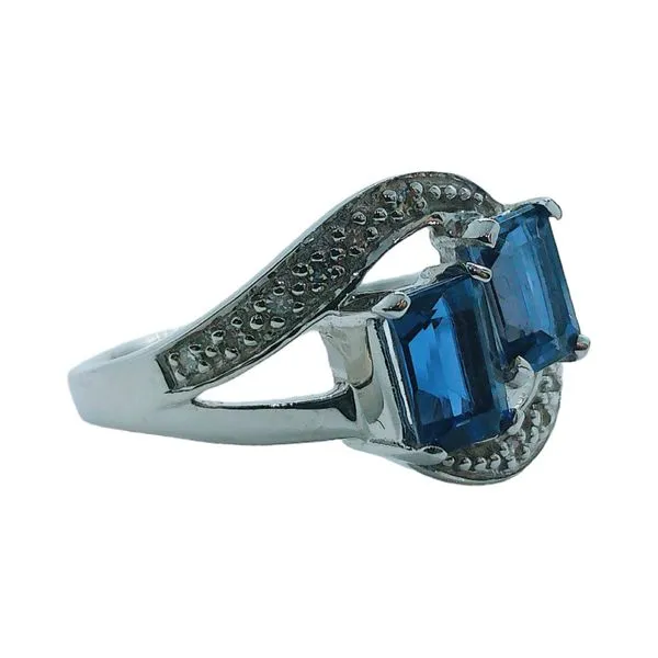14K White Gold 1.00ctw Emerald-Cut Iolite & .06ctw Diamond Bypass Estate Ring Image 2 Joint Venture Jewelry Cary, NC