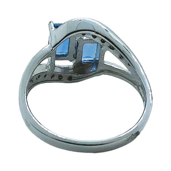 14K White Gold 1.00ctw Emerald-Cut Iolite & .06ctw Diamond Bypass Estate Ring Image 3 Joint Venture Jewelry Cary, NC