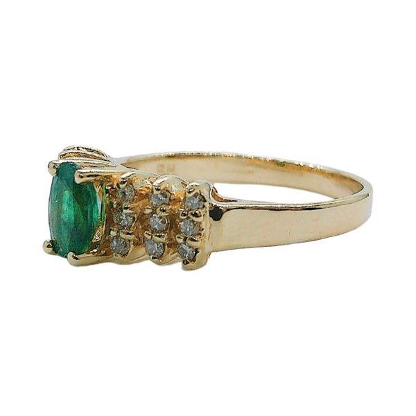 14K Yellow Gold Emerald & Diamond Estate Ring Image 2 Joint Venture Jewelry Cary, NC