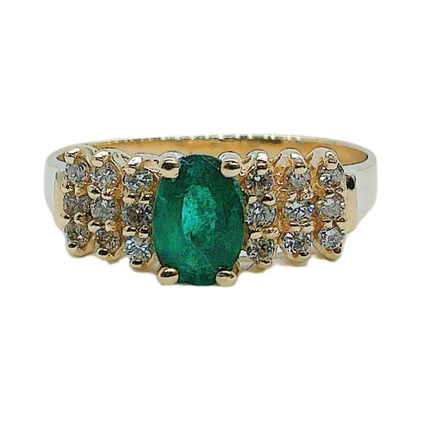 14K Yellow Gold Emerald & Diamond Estate Ring Joint Venture Jewelry Cary, NC