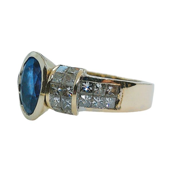 18K White Gold 1.42CT Oval Tanzanite & 1.60CTW Princess Diamond Estate Ring Image 2 Joint Venture Jewelry Cary, NC
