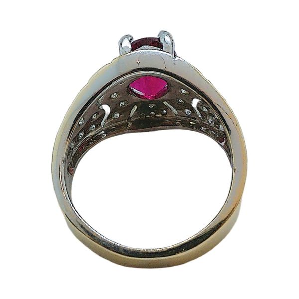 18K White Gold 1.61CT Pear Rubellite Tourmaline & 0.55CTW Diamond Estate Ring Image 3 Joint Venture Jewelry Cary, NC