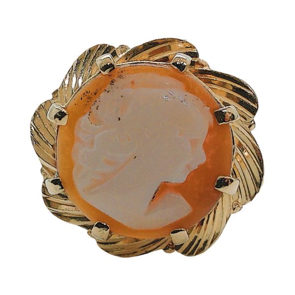 14k Yellow Gold Shell Cameo Estate Ring Joint Venture Jewelry Cary, NC