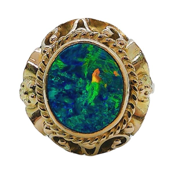 14k Yellow Gold Estate Oval Opal Ring Joint Venture Jewelry Cary, NC