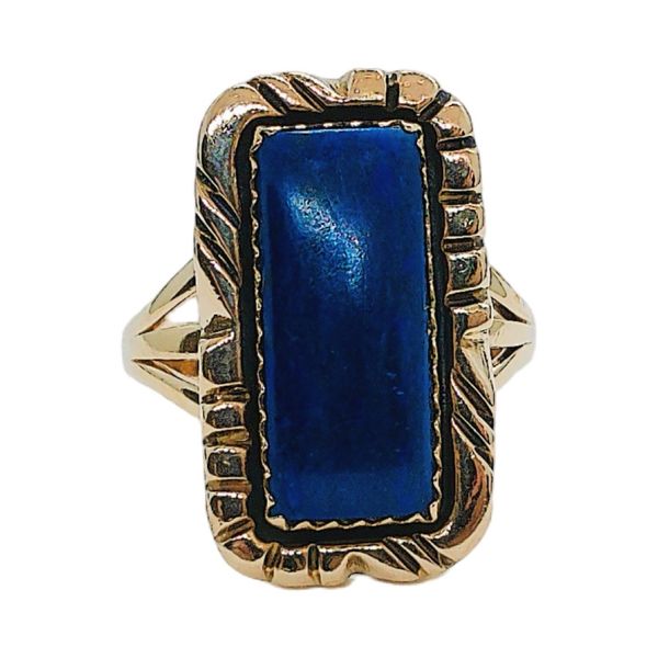 14k Yellow Gold Lapis Estate Ring Joint Venture Jewelry Cary, NC