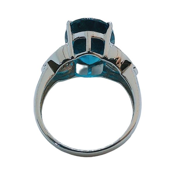 14K White Gold 5.5 CT Oval Blue Topaz & Diamond Estate Ring Image 3 Joint Venture Jewelry Cary, NC