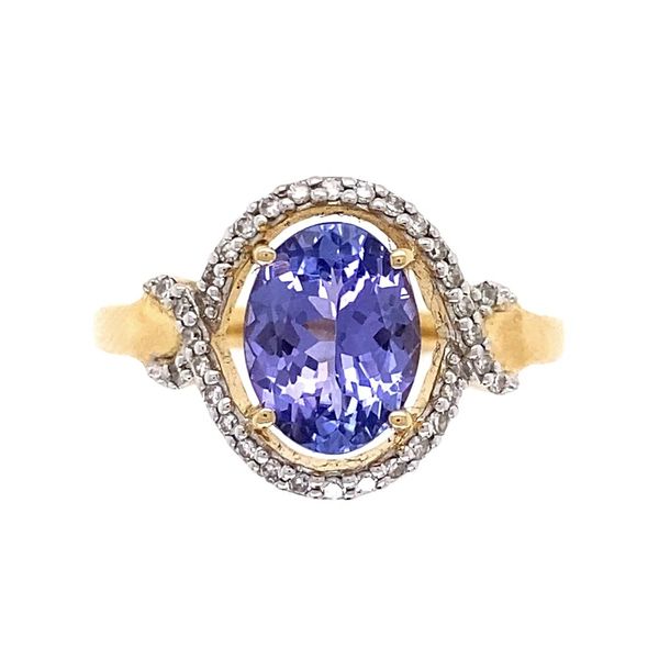 18K Yellow Gold 1.20 CT Oval Tanzanite & Diamond Estate Ring Joint Venture Jewelry Cary, NC