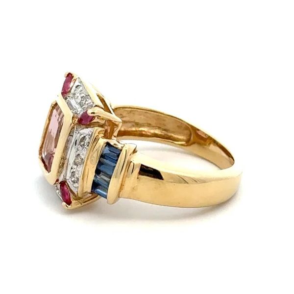 14K Yellow Gold Multi-Gem Pink, Ruby, Sapphire & Diamond Estate Ring Image 3 Joint Venture Jewelry Cary, NC