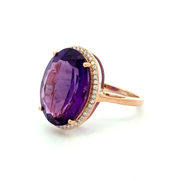14K Rose Gold 9ct Amethyst & Diamond Halo Estate Ring Image 2 Joint Venture Jewelry Cary, NC