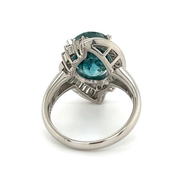 Platinum 8.32ct Blue Zircon & Diamond Estate Ring Image 3 Joint Venture Jewelry Cary, NC