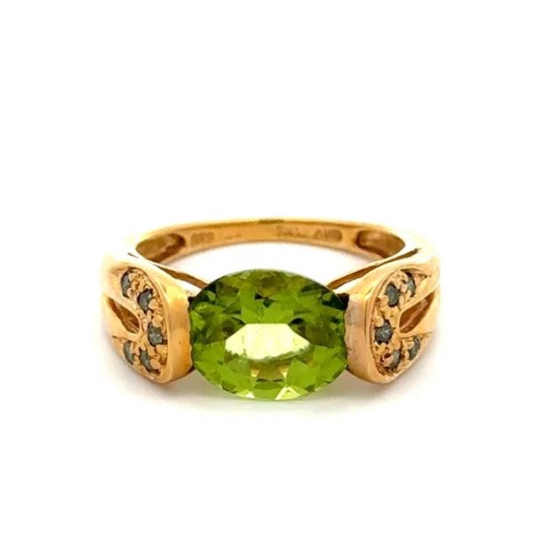 14K Yellow Gold Peridot & Blue Diamond Estate Ring Joint Venture Jewelry Cary, NC