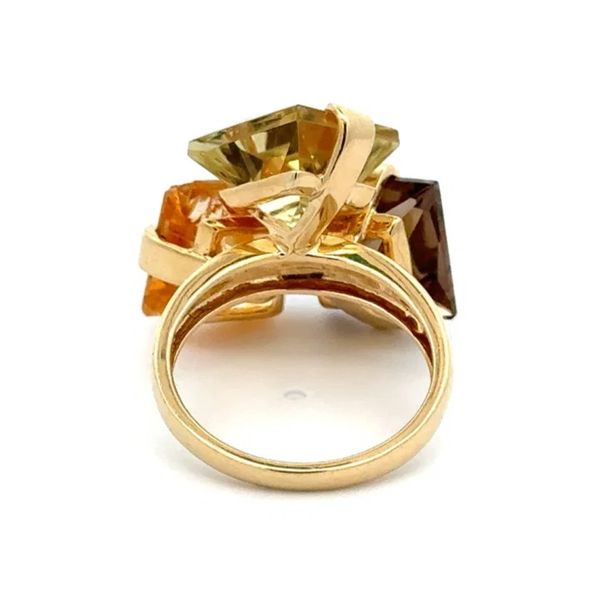 14K Yellow Gold 15TCW Citrine & Quartz 3 Stone Square Estate Ring Image 3 Joint Venture Jewelry Cary, NC