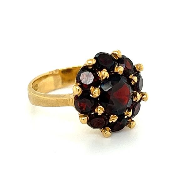 18K Yellow Gold Bohemian Garnet Halo Ring 3.00TCW Estate Image 2 Joint Venture Jewelry Cary, NC