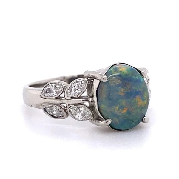Platinum Black Opal & Diamond Ring 2.29ct Opal Estate Image 2 Joint Venture Jewelry Cary, NC