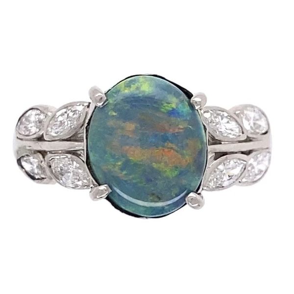 Platinum Black Opal & Diamond Ring 2.29ct Opal Estate Joint Venture Jewelry Cary, NC