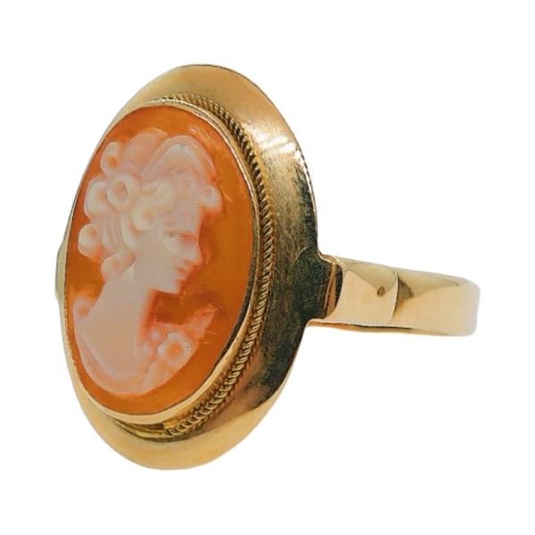 14K Yellow Gold Vintage Cameo Estate Ring Image 2 Joint Venture Jewelry Cary, NC