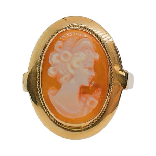 14K Yellow Gold Vintage Cameo Estate Ring Joint Venture Jewelry Cary, NC