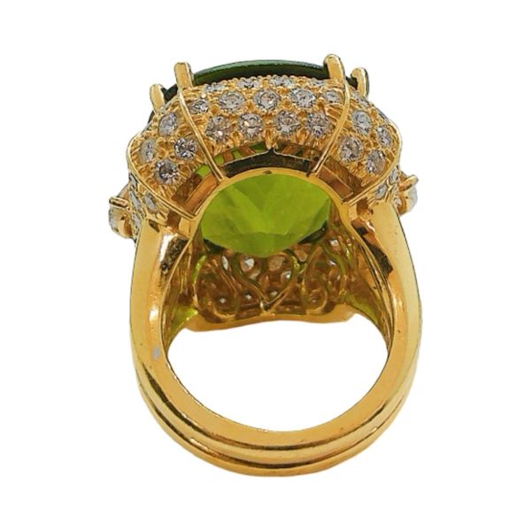 Henry Dunay 40ct Peridot Diamond Ring in 18K Yellow Gold Image 3 Joint Venture Jewelry Cary, NC