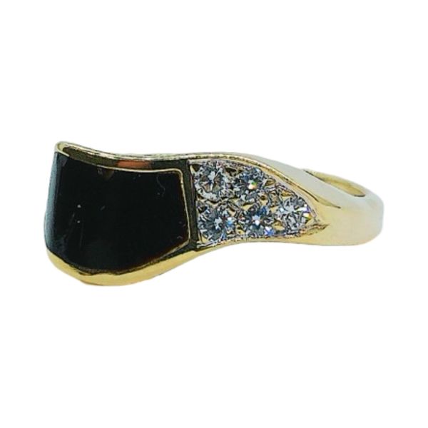 18K Yellow Gold Black Coral and Diamond Estate Ring Joint Venture Jewelry Cary, NC