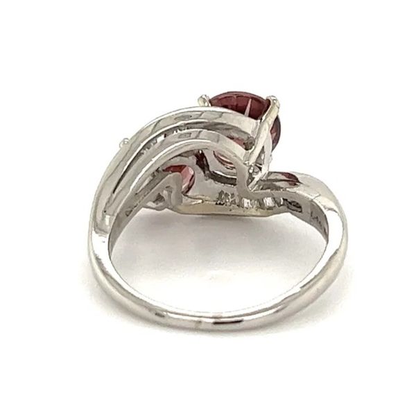 Platinum 3.05 CTW Blush Red Zircon & 0.50 CTW Diamond Estate Two-Stone Ring Image 3 Joint Venture Jewelry Cary, NC