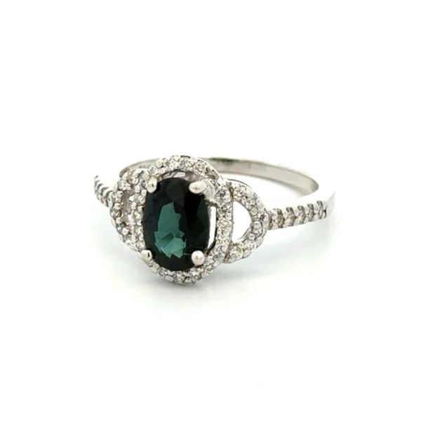 14K White Gold 1.05 Carat Oval Sapphire & 0.37 TCW Diamond Halo Ring Image 2 Joint Venture Jewelry Cary, NC