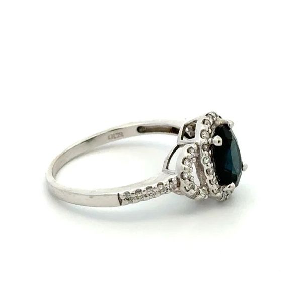14K White Gold 1.05 Carat Oval Sapphire & 0.37 TCW Diamond Halo Ring Image 3 Joint Venture Jewelry Cary, NC