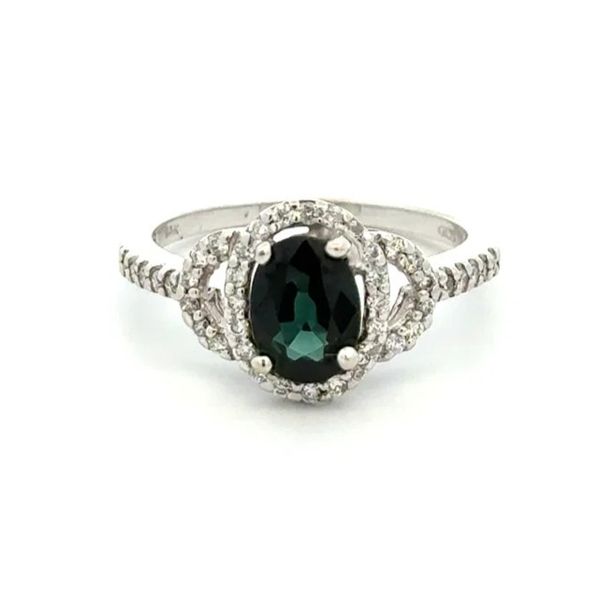 14K White Gold 1.05 Carat Oval Sapphire & 0.37 TCW Diamond Halo Ring Joint Venture Jewelry Cary, NC