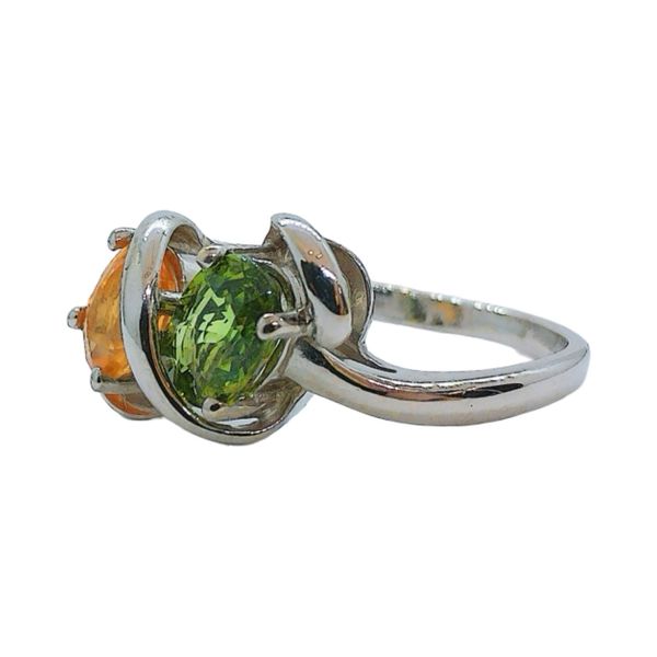14K White Gold Citrine & Peridot Oval Double Bypass Ring Image 2 Joint Venture Jewelry Cary, NC