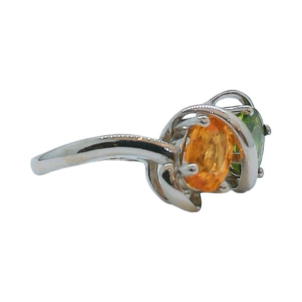 14K White Gold Citrine & Peridot Oval Double Bypass Ring Image 3 Joint Venture Jewelry Cary, NC