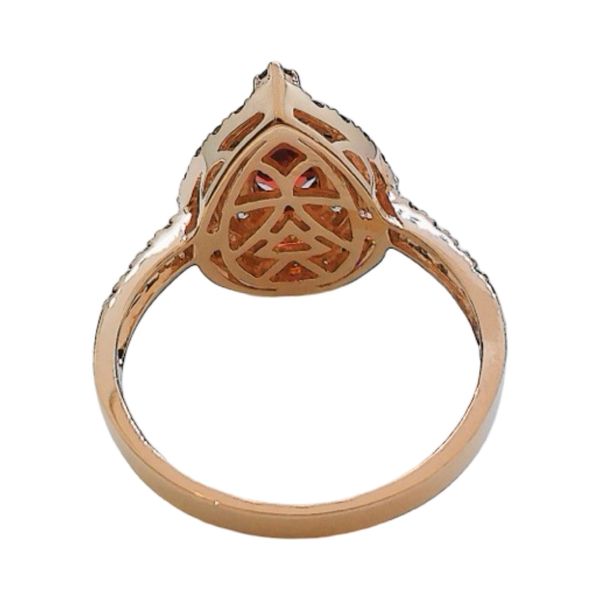 Le Vian 14K Rose Gold Pear Garnet & Diamond Double Halo Estate Ring Image 3 Joint Venture Jewelry Cary, NC