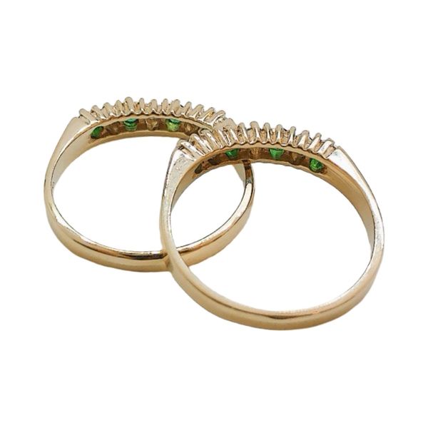 10K Yellow Gold Emerald & Diamond Estate Band Set Image 3 Joint Venture Jewelry Cary, NC