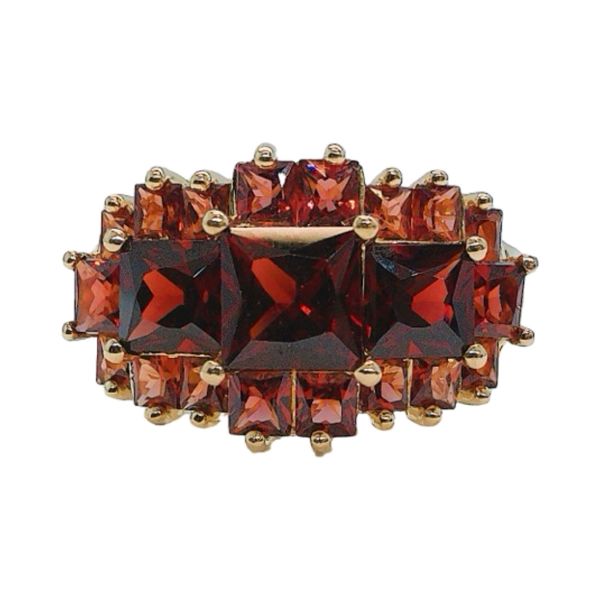 14K Yellow Gold Princess Cut Garnet Cluster Ring Joint Venture Jewelry Cary, NC