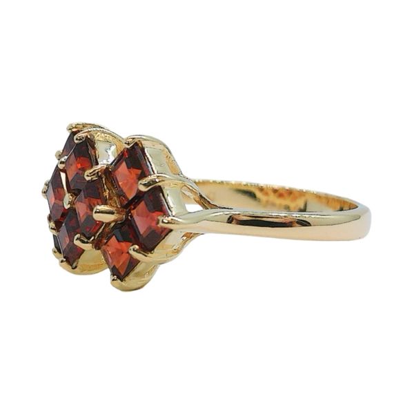 10K Yellow Gold Princess Cut Garnet Cluster Ring Image 2 Joint Venture Jewelry Cary, NC