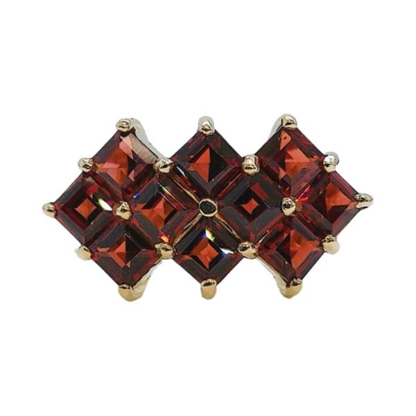 10K Yellow Gold Princess Cut Garnet Cluster Ring Joint Venture Jewelry Cary, NC
