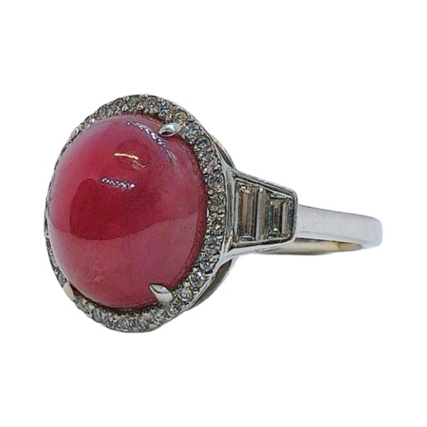 18K White Gold 10.50ct Cabochon Ruby & Diamond Ring Image 2 Joint Venture Jewelry Cary, NC