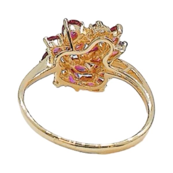 14K Yellow Gold Marquise Ruby & Diamond Cluster Ring Image 3 Joint Venture Jewelry Cary, NC