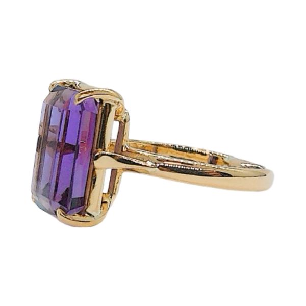 Yellow Gold 5.60ct Emerald Cut Amethyst Estate Ring Image 2 Joint Venture Jewelry Cary, NC